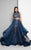 Terani Couture - Two-Piece High Collar Gown with Lace Appliques 1711P2713 Special Occasion Dress 00 / Navy Nude
