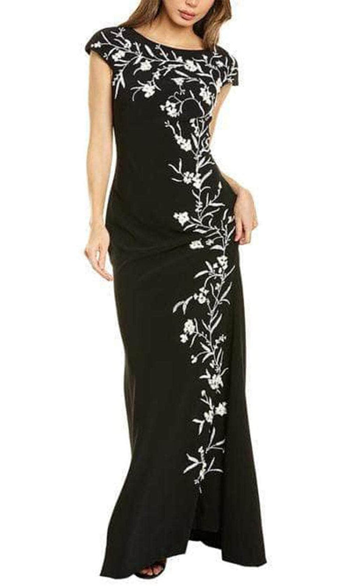 Theia 8812685 - Floral Beaded Cap Sleeved Evening Gown Special Occasion Dress