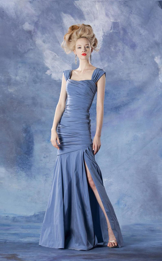 Theia - 881685 Asymmetrical Ruched Mermaid Taffeta Gown Special Occasion Dress