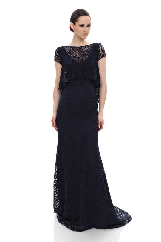 Theia - 882445 Lace Bateau Neck Cap Sleeves Trumpet Dress Special Occasion Dress