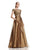 Theia 882548 Bateau Lace Illusion Long Dress CCSALE 12 / Gold