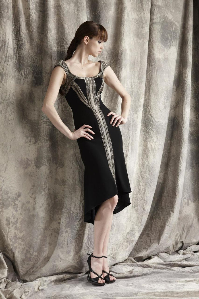 Theia - Beaded Scoop Neck Dress 881306 Special Occasion Dress 0 / Black