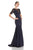 Theia Lace Sleeve Ruched Evening Dress 881865 - 1pc Midnight in Size 12 Available CCSALE 12 / Midnight