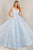 Tiffany Designs - 16325 Floral Plunging V-Neck Ballgown Special Occasion Dress 0 / Pale Blue