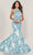 Tiffany Designs - 16336 Beaded Halter Mermaid Evening Gown Special Occasion Dress 0 / Sky Blue/Nude