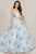 Tiffany Designs - 16340 Scoop Neck Brocade Organza A-line Dress Special Occasion Dress 0 / China Blue