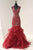 Tiffany Designs - 16351 Beaded V-Neck Layered Mermaid Dress Special Occasion Dress 0 / Wine/Wine