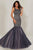 Tiffany Designs - 16370 Beaded Cutout Back Glitter Mermaid Gown Special Occasion Dress 0 / Gunmetal/Nude