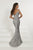 Tiffany Designs - Bead Embellished Plunging Off-Shoulder Evening Gown 46179 - 1 pc Silver In Size 8 Available CCSALE 8 / Silver