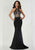 Tiffany Designs - Beaded Halter Jersey Sheath Dress 46144 - 1 pc Black In Size 6 Available CCSALE 10 / Black