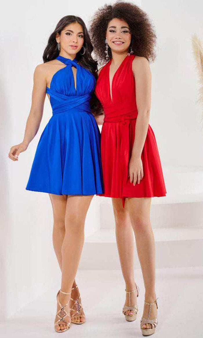 Tiffany Homecoming 27367 - Deep V-Neck Cocktail Dress Special Occasion Dress 0 / Red