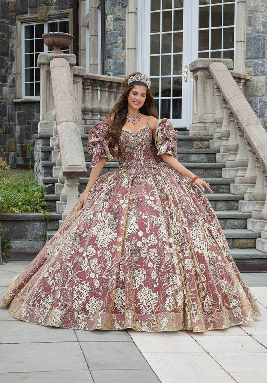 Vizcaya by Mori Lee 34085 - Metallic Laced Quinceanera Ballgown