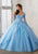 Vizcaya by Mori Lee - 60015 Sheer Bell Sleeve Embroidered Ballgown Quinceanera Dresses 00 / Bahama Blue