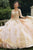 Vizcaya by Mori Lee - 89272 Metallic Lace Long Sleeves Ballgown Quinceanera Dresses 0 / Blush/Gold