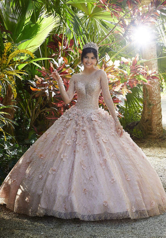 Vizcaya by Mori Lee - 89297 Jewel-Strewn Floral Appliqued Ballgown