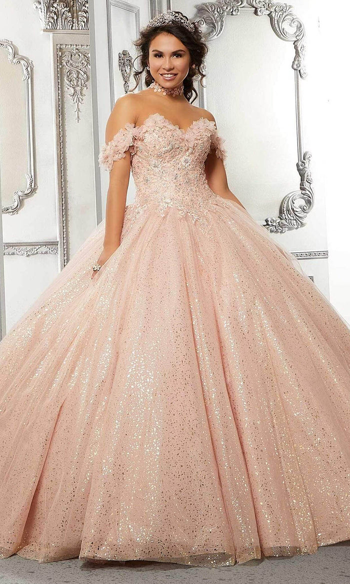 Vizcaya by Mori Lee - 89323 Sweetheart Detachable Sleeves Ball Gown Quinceanera Dresses 00 / Blush/Gold