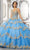 Vizcaya by Mori Lee - 89324 V-Neck Basque Ball Gown Quinceanera Dresses 00 / French Blue/Gold