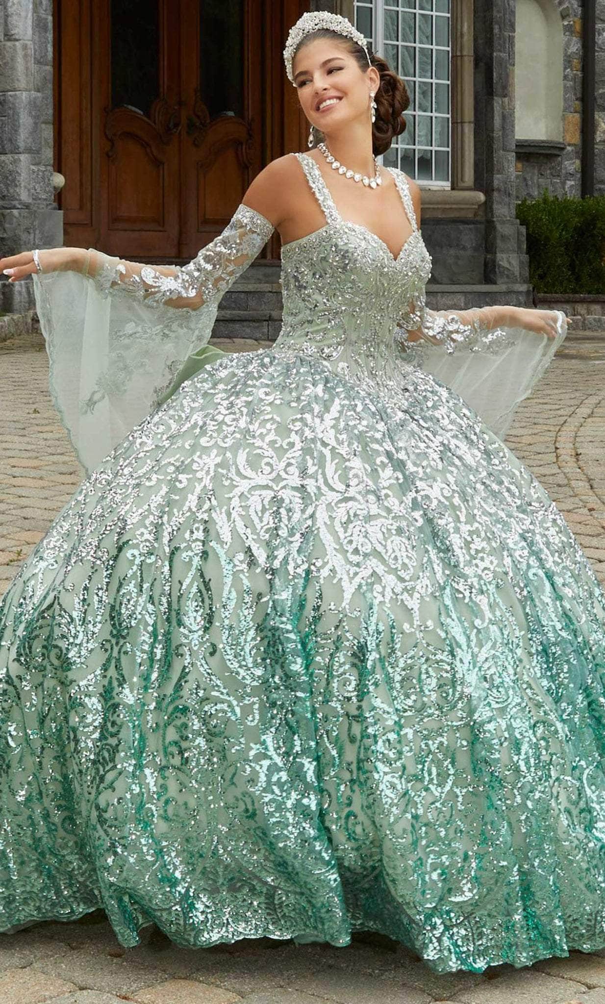 Vizcaya by Mori Lee 89401 - Flounce Sleeved Quinceanera Ballgown ...