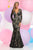 Zoey Grey 30990 Long Sleeves Floral Mermaid Gown CCSALE 16 / Black/Nude