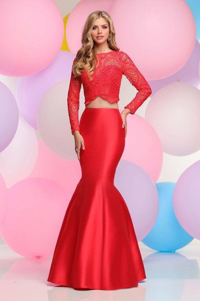 Zoey Grey - 31079 Two-Piece High Neck Long Sleeve Mermaid Gown - 1 pc Red In Size 6 Available CCSALE 6 / Red
