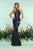 Zoey Grey Illusion High Halter Sequined Stripe Gown 31261 - 1 pc Navy/Royal In Size 10 Available CCSALE 10 / Navy/Royal