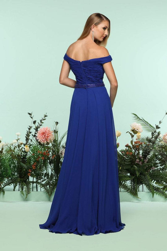 Zoey Grey Ruched Off-Shoulder Chiffon A-line Dress 31170